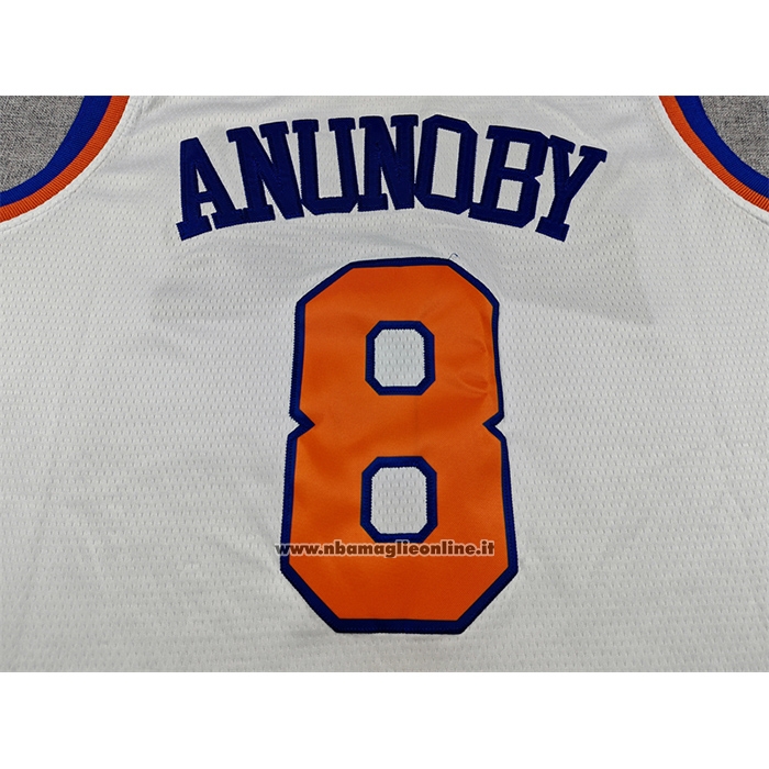 Maglia New York Knicks Og Anunoby No 8 Association 2025-26 Bianco